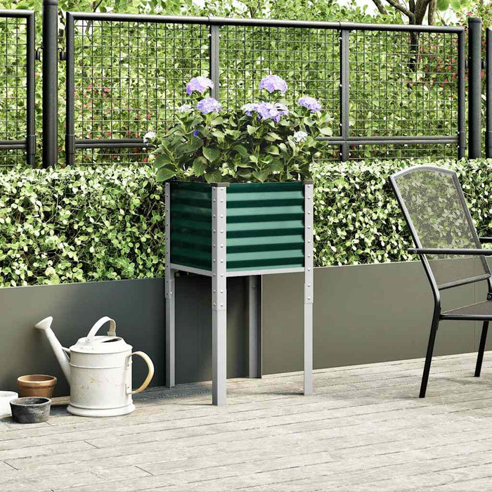 Garden Planter Green 45X45X88 Cm Steel Abbnklt