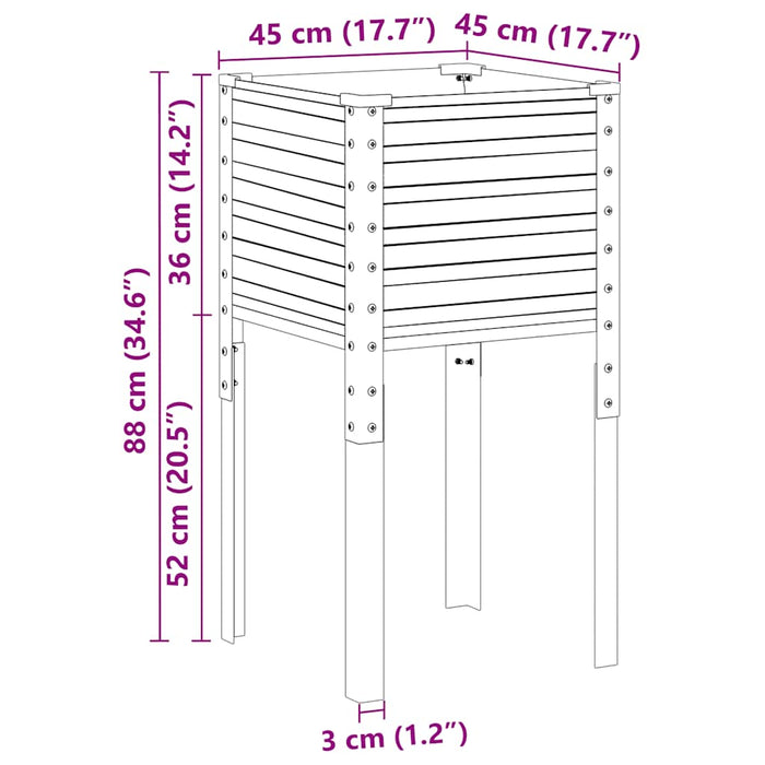 Garden Planter Green 45X45X88 Cm Steel Abbnklt