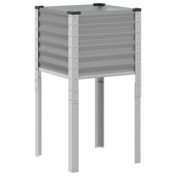 Garden Planter Grey 45X45X88 Cm Steel Abbnkla