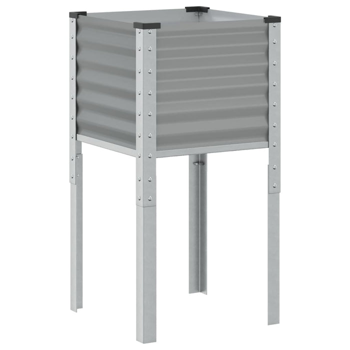 Garden Planter Grey 45X45X88 Cm Steel Abbnkla