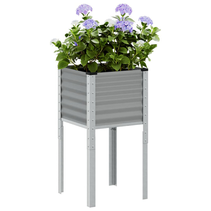 Garden Planter Grey 45X45X88 Cm Steel Abbnkla