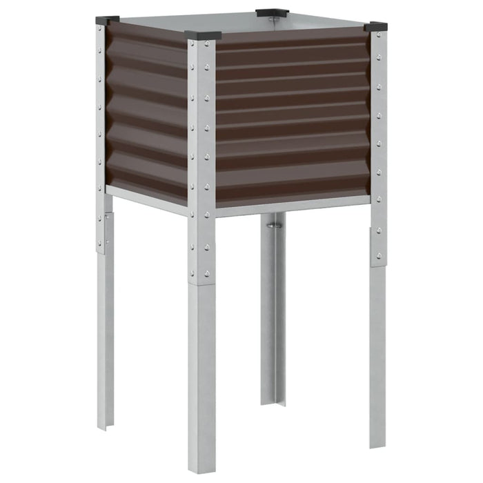 Garden Planter Brown 45X45X88 Cm Steel Abbnklp