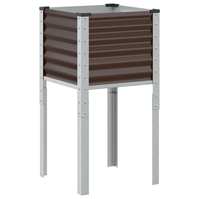 Garden Planter Brown 45X45X88 Cm Steel Abbnklp