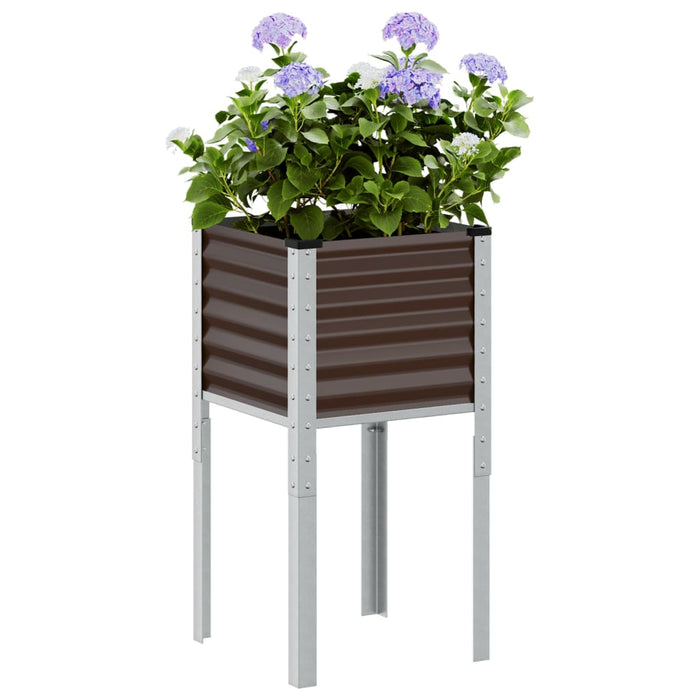 Garden Planter Brown 45X45X88 Cm Steel Abbnklp