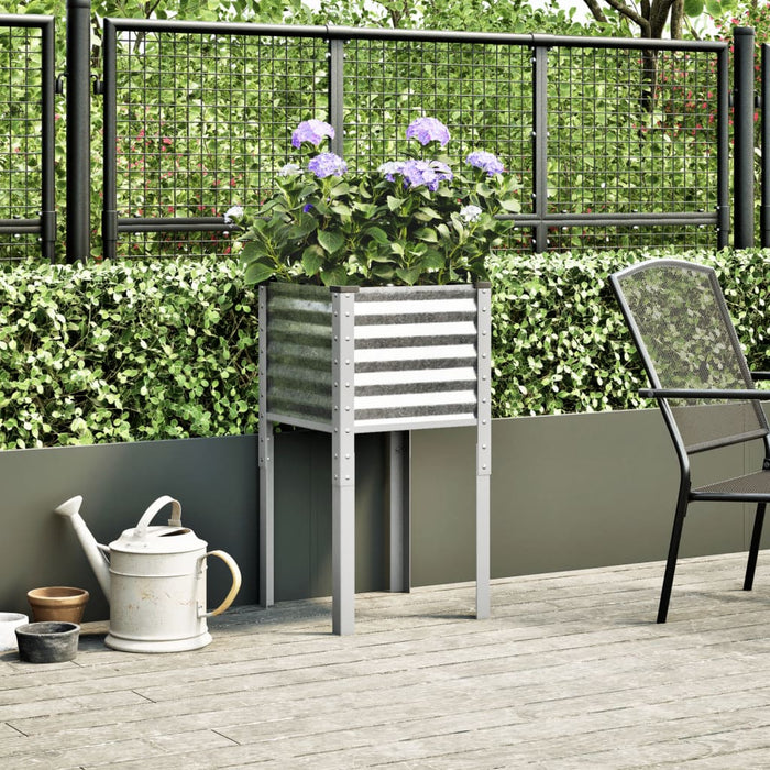 Garden Planter 45X45X88 Cm Galvanised Steel Abbnkli