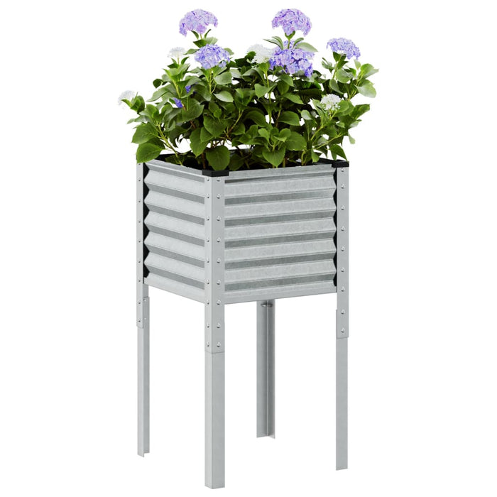 Garden Planter 45X45X88 Cm Galvanised Steel Abbnkli