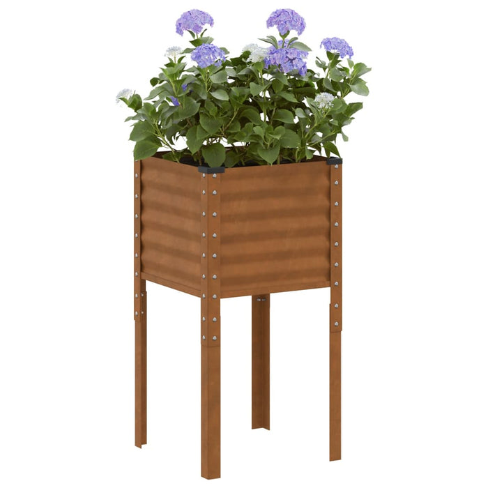 Garden Planter 45X45X88 Cm Weathering Steel Abbnkln