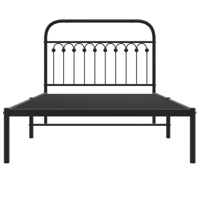 King Single Size Metal Bed Frame Without Mattress With Headboard Black 107X203 Cm Tilpkl