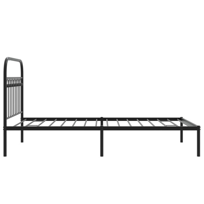 King Single Size Metal Bed Frame Without Mattress With Headboard Black 107X203 Cm Tilpkl