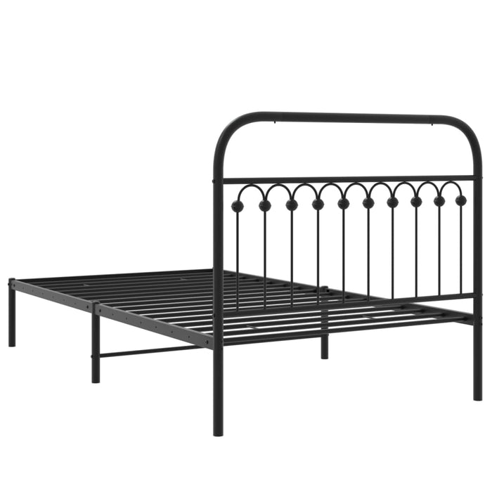 King Single Size Metal Bed Frame Without Mattress With Headboard Black 107X203 Cm Tilpkl
