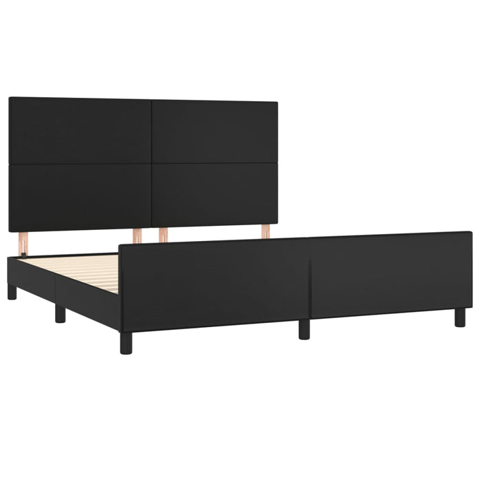 Queen Size Bed Frame With Headboard Black 153X203 Cm Faux Leather Txntoon