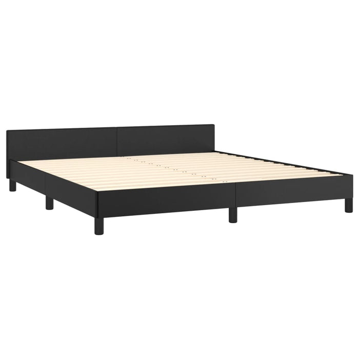 Queen Size Bed Frame With Headboard Black 153X203 Cm Faux Leather Txntoon