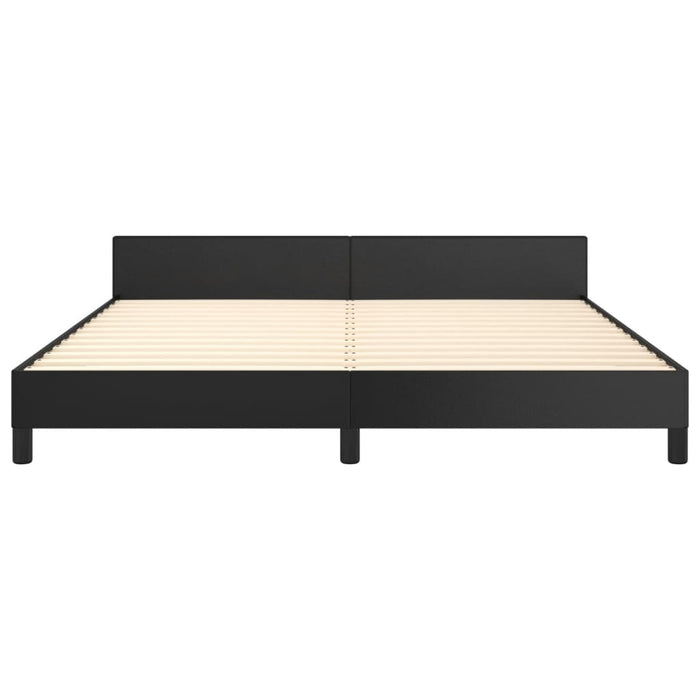 Queen Size Bed Frame With Headboard Black 153X203 Cm Faux Leather Txntoon