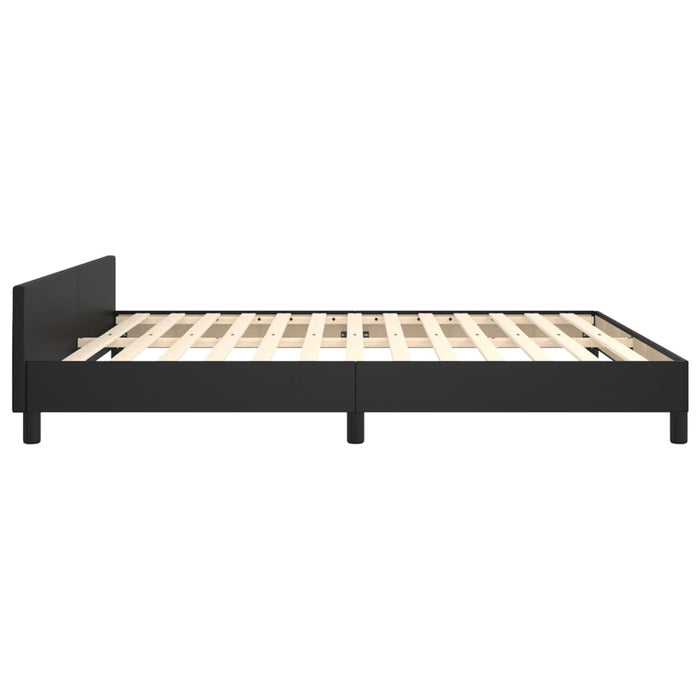 Queen Size Bed Frame With Headboard Black 153X203 Cm Faux Leather Txntoon
