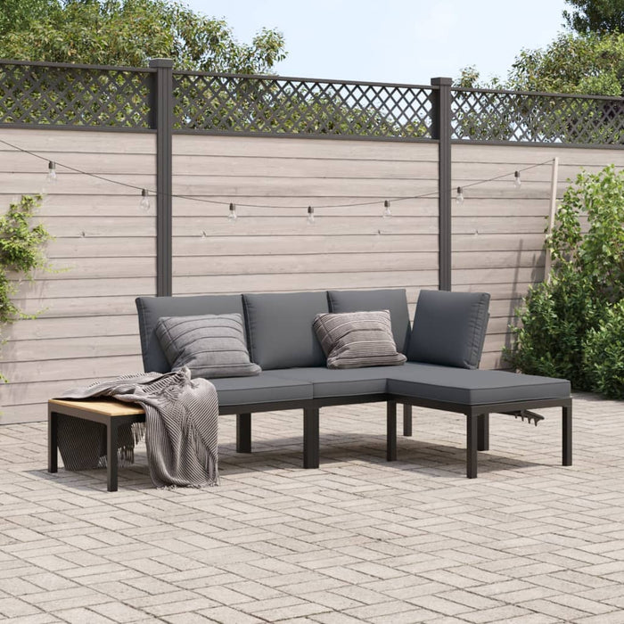 3 Piece Garden Sofa Set With Cushions Black Aluminium Txntlnb