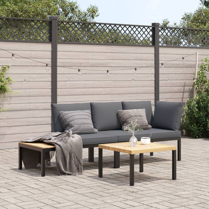 3 Piece Garden Sofa Set With Cushions Black Aluminium Txntlnt