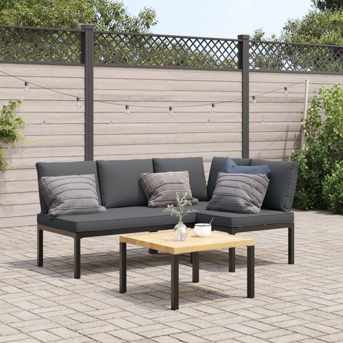 3 Piece Garden Sofa Set With Cushions Black Aluminium Txntlnp