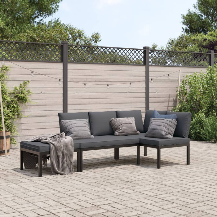 3 Piece Garden Sofa Set With Cushions Black Aluminium Txntlnn