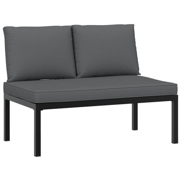 2 Piece Garden Sofa Set With Cushions Black Aluminium Txntibt