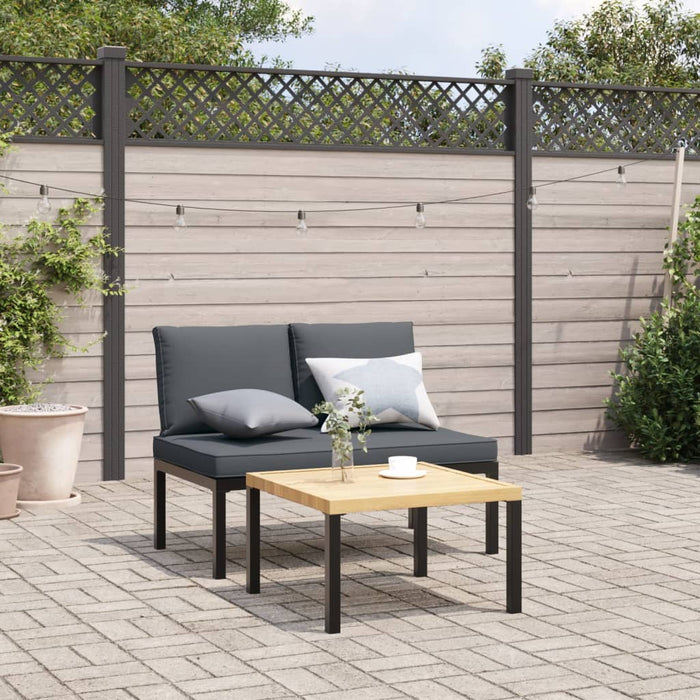 2 Piece Garden Sofa Set With Cushions Black Aluminium Txntibt