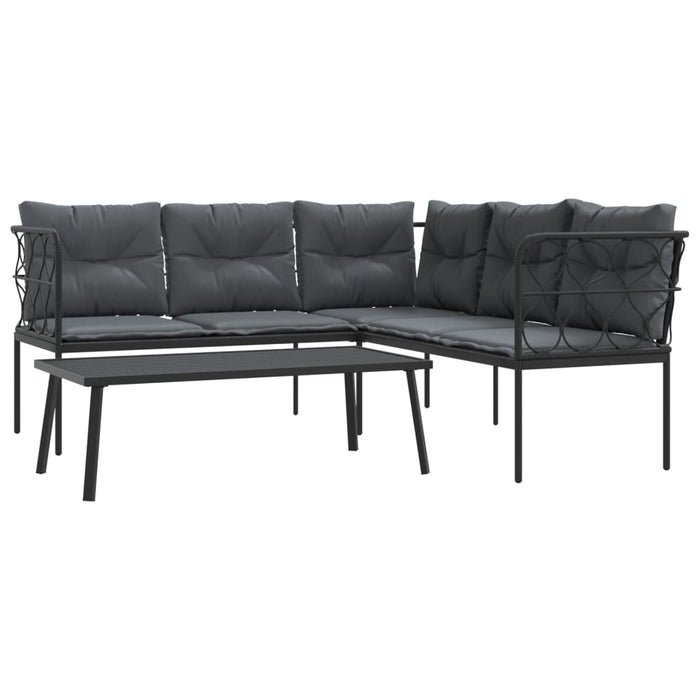 Garden Sofa Set With Cushions Black Steel And Textilene Txntiai