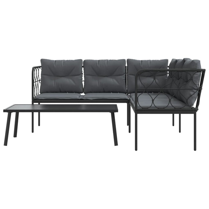 Garden Sofa Set With Cushions Black Steel And Textilene Txntiai
