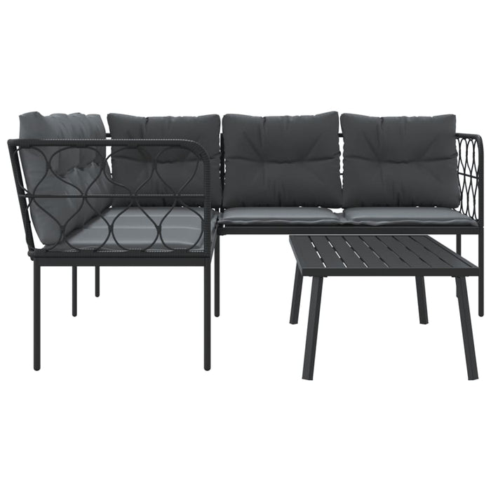 Garden Sofa Set With Cushions Black Steel And Textilene Txntiai