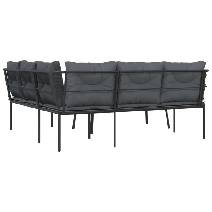 Garden Sofa Set With Cushions Black Steel And Textilene Txntiai