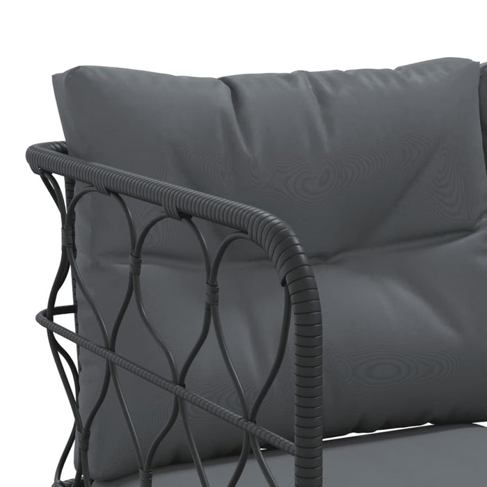 Garden Sofa Set With Cushions Black Steel And Textilene Txntiai