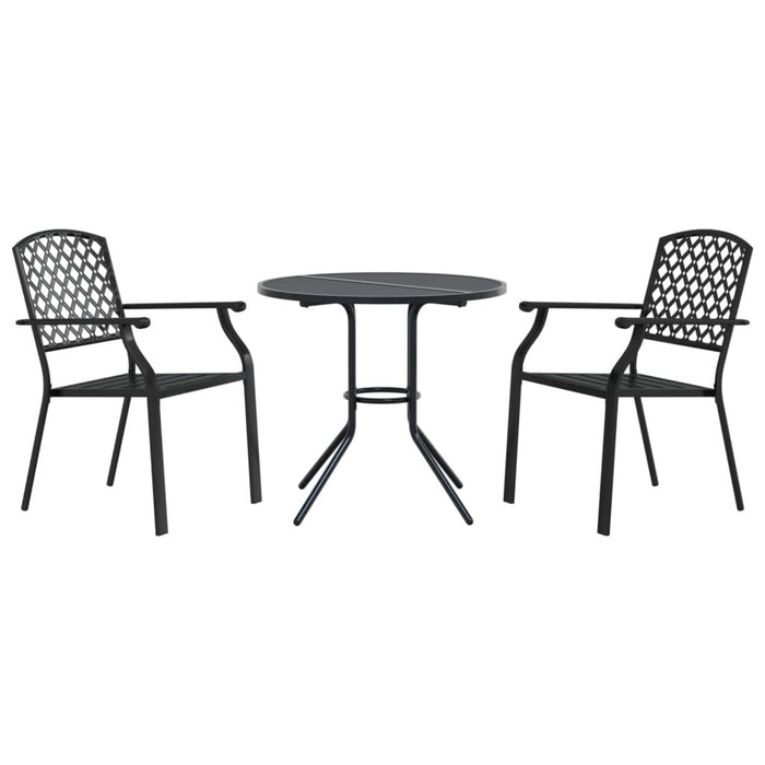 Stackable Garden Chair Set 3 Pcs Anthracite Powder-Coated Steel Txntiln