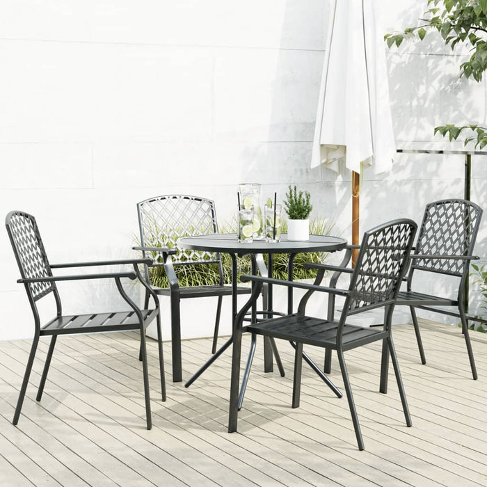 Stackable Garden Chair Set 5 Pcs Anthracite Powder-Coated Steel Txntilk