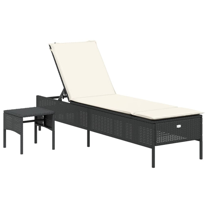 3 Piece Sun Lounger Set With Cushion Black Poly Rattan Txnaxlt