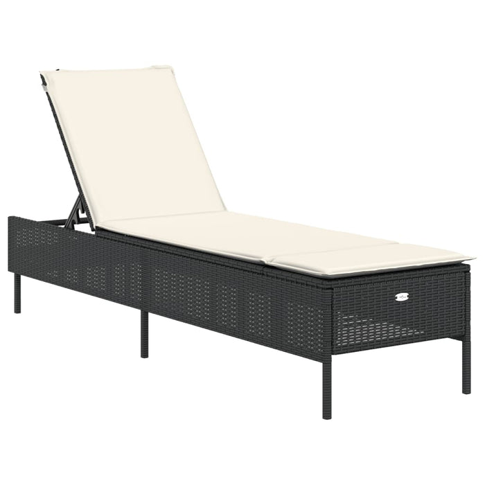 3 Piece Sun Lounger Set With Cushion Black Poly Rattan Txnaxlt