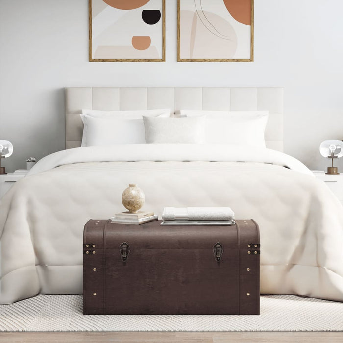 Treasure Chest With Latches Dark Brown 79.5X39.5X39.5 Cm Plywood Abobpan