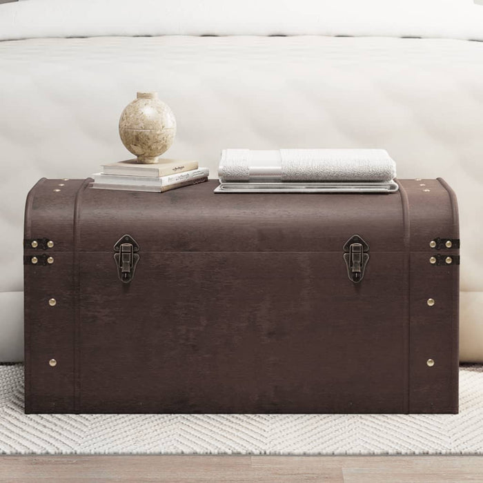 Treasure Chest With Latches Dark Brown 79.5X39.5X39.5 Cm Plywood Abobpan