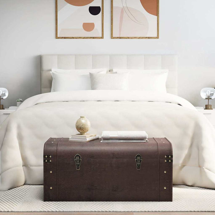 Treasure Chest With Latches Dark Brown 90X50X39.5 Cm Plywood Abobpak