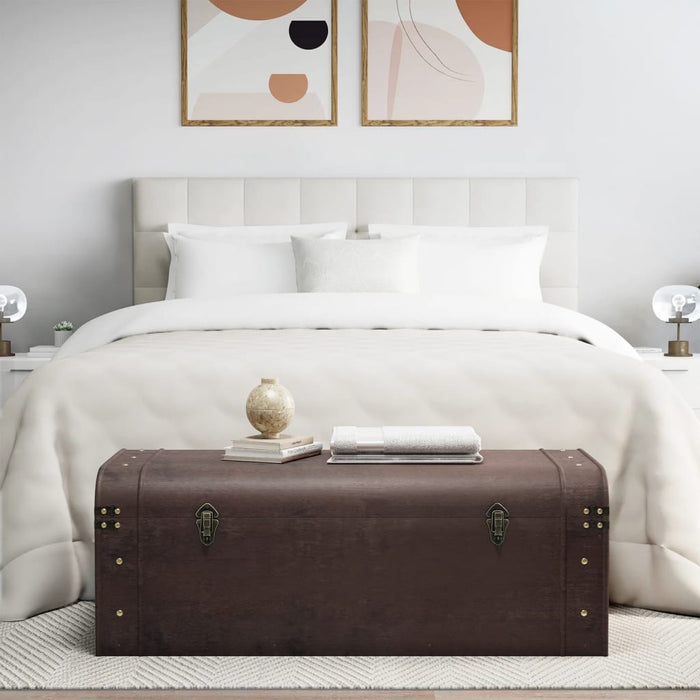 Treasure Chest With Latches Dark Brown 110X50X39.5 Cm Plywood Abobppb