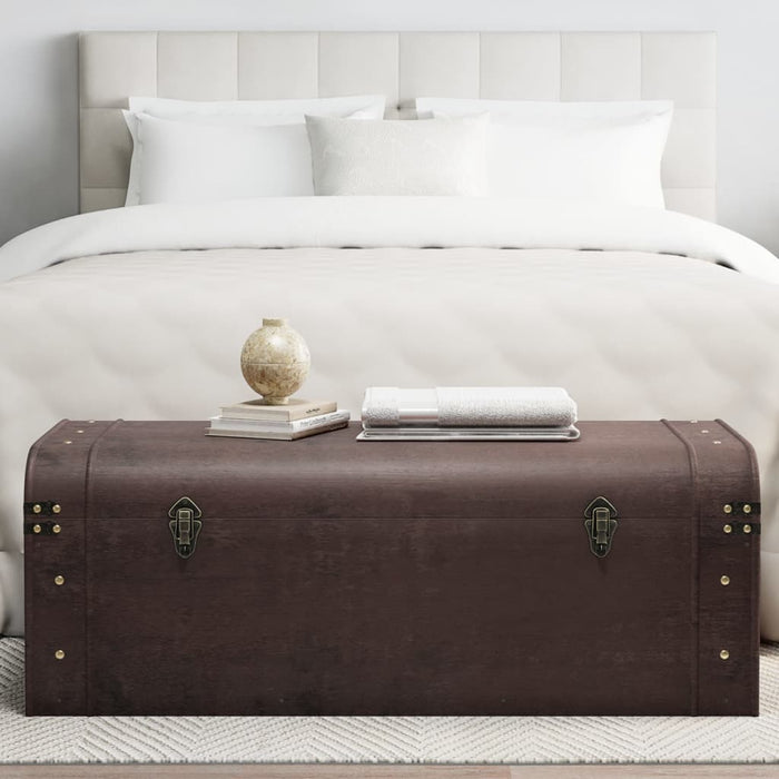 Treasure Chest With Latches Dark Brown 110X50X39.5 Cm Plywood Abobppb