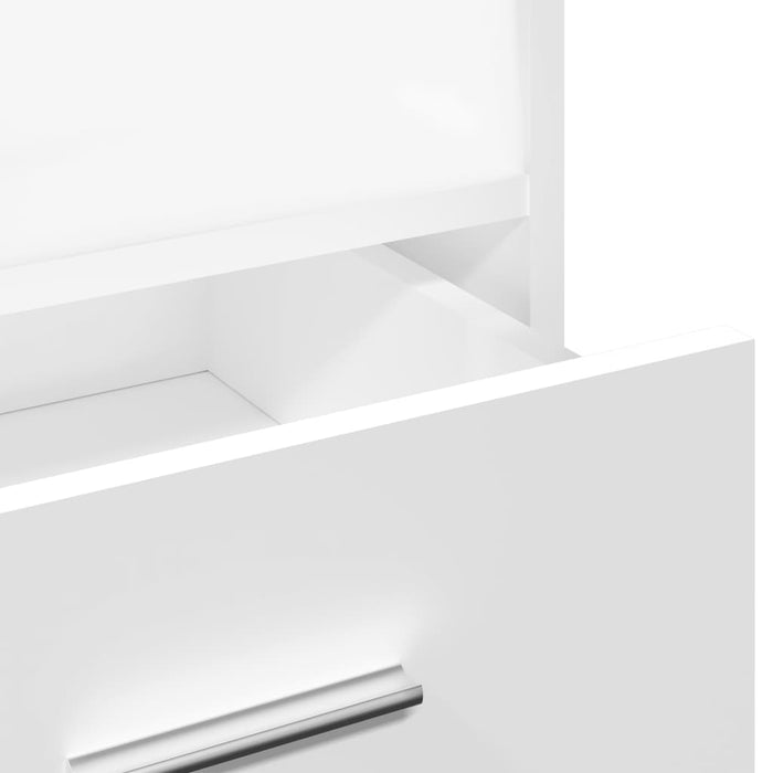 Lectern With Wheels & Drawer White 55X55X107 Cm Engineered Wood Nanbxa