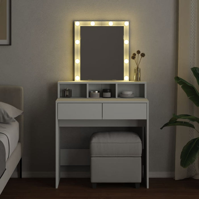 Dressing Table With Led White 80X41X144.5 Cm Nanoin