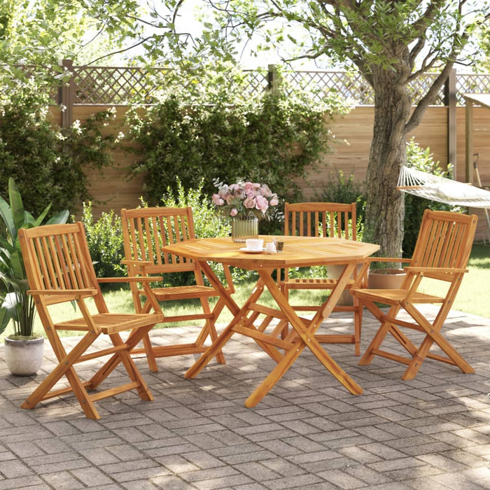 5 Piece Folding Garden Dining Set Solid Wood Acacia Txkpxan
