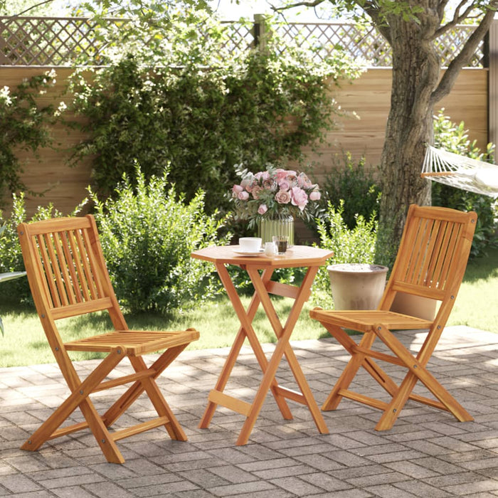 3 Piece Folding Bistro Set Solid Wood Acacia Txkpxpo