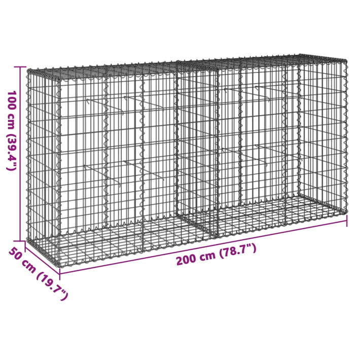 Gabion Basket With Cover 200X50X100 Cm Galvanised Iron Txkpoat