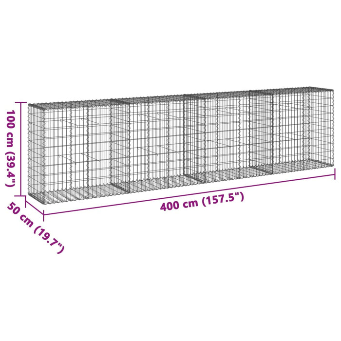 Gabion Basket With Cover 400X50X100 Cm Galvanised Iron Txkpoap