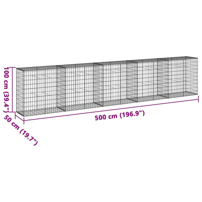 Gabion Basket With Cover 500X50X100 Cm Galvanised Iron Txkpoal
