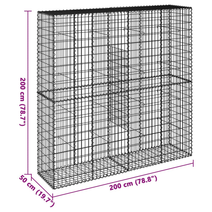 Gabion Basket With Cover 200X50X200 Cm Galvanised Iron Txkpoli
