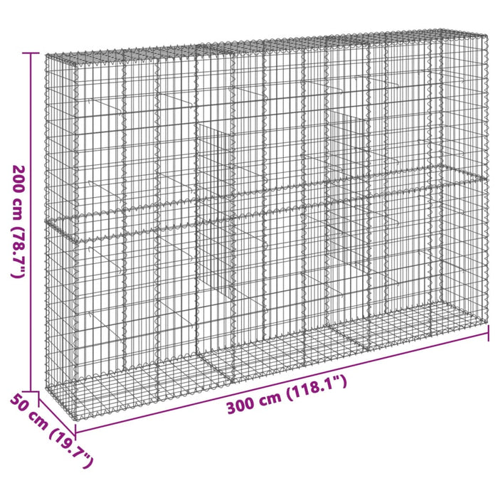 Gabion Basket With Cover 300X50X200 Cm Galvanised Iron Txkpoln