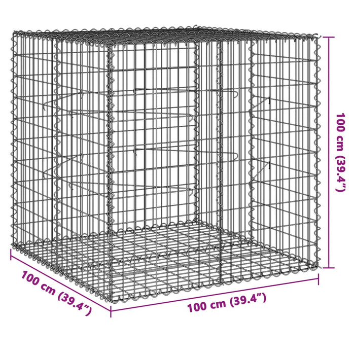 Gabion Basket With Cover 100X100X100 Cm Galvanised Iron Txkpokb