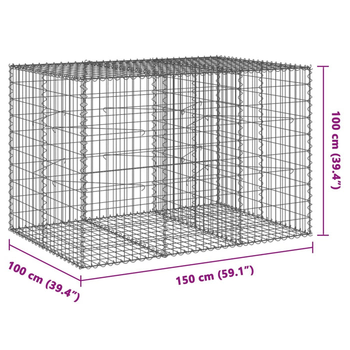 Gabion Basket With Cover 150X100X100 Cm Galvanised Iron Txkpoko