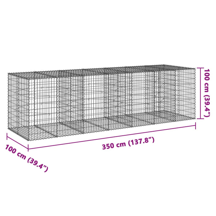 Gabion Basket With Cover 350X100X100 Cm Galvanised Iron Txkpokp